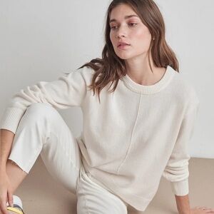 Velvet by Graham & Spencer Ivory Clarissa Sweater Split hem Wool Blend SM $178